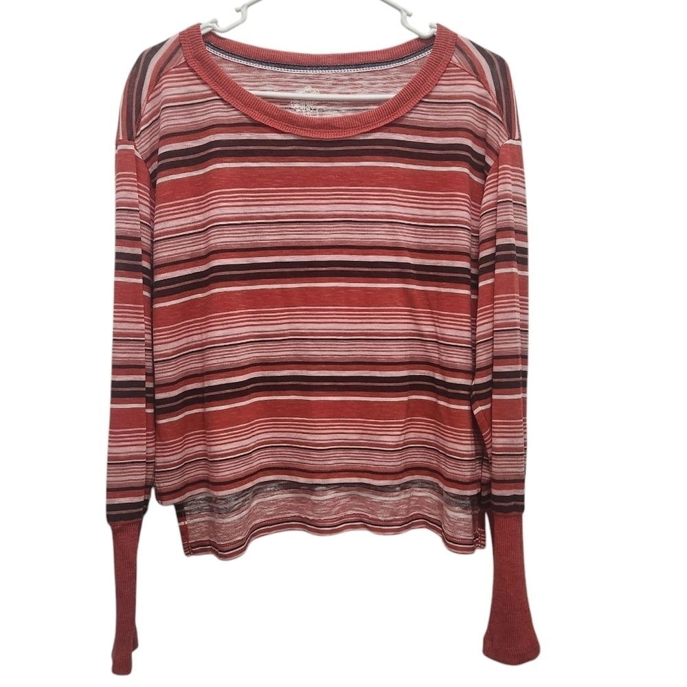Pilcro Anthropologie Boxy Heritage Striped Long Sleeve Top Size S Oversized